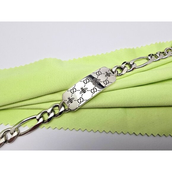 Gucci Sterling Silver 925 Signature Bee Motif and GG Link ID Bracelet Size 6.75" - Picture 12 of 16